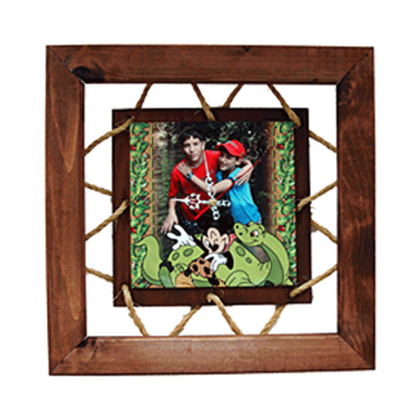 שעון חבלים מעץ עם הדפסה לפי הזמנה