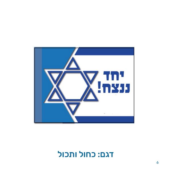 דגל  לרכב בהדפסה אישית - ליום העצמאות ו/או לימי מלחמת חרבות מברזל, לפי בחירה או לפי הזמנה. דגם כחול ותכול