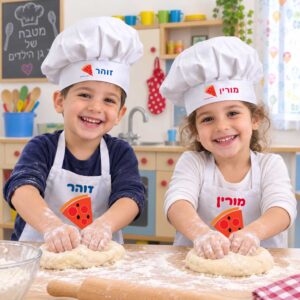 כובע שף וסינר לילדים