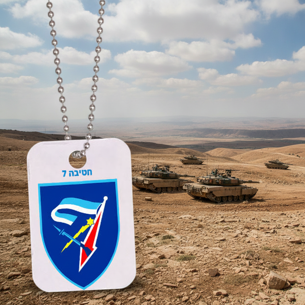 דיסקית תג יחידה - דיסקית עם הדפסה צבעונית של תג היחידה של החייל/ת. ניתן להוסיף גם את שם החייל/ת ללא תוספת תשלום. על לוחית מתכת המחוברת לשרשרת כדורים מודפסות לדוגמא כמה דגמים, אך תוכלו לבקש גם את תג היחידה שלכם להדפסה על הדיסקית. חטיבה 7
