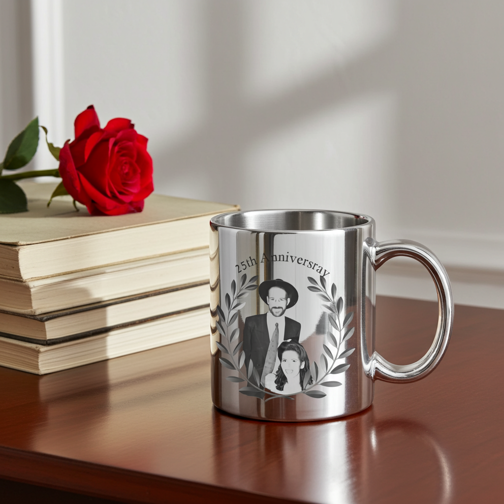 ספל כסף - ספל קרמיקה קלאסי בצבע כסף בהדפסה אישית