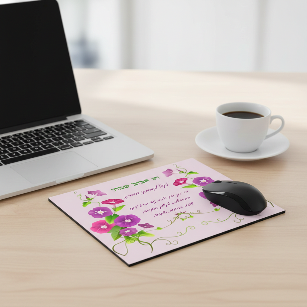 פד לעכבר עם ברכה - ברכת חג אביב שמח מודפסת על משטח לעכבר המחשב