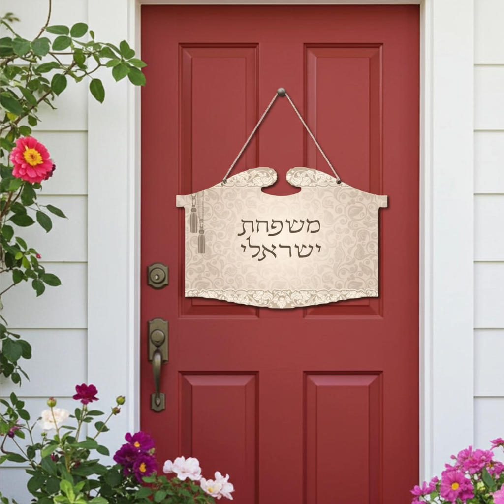 שלט רטרו מעץ לדלת כניסה בציפוי מבריק