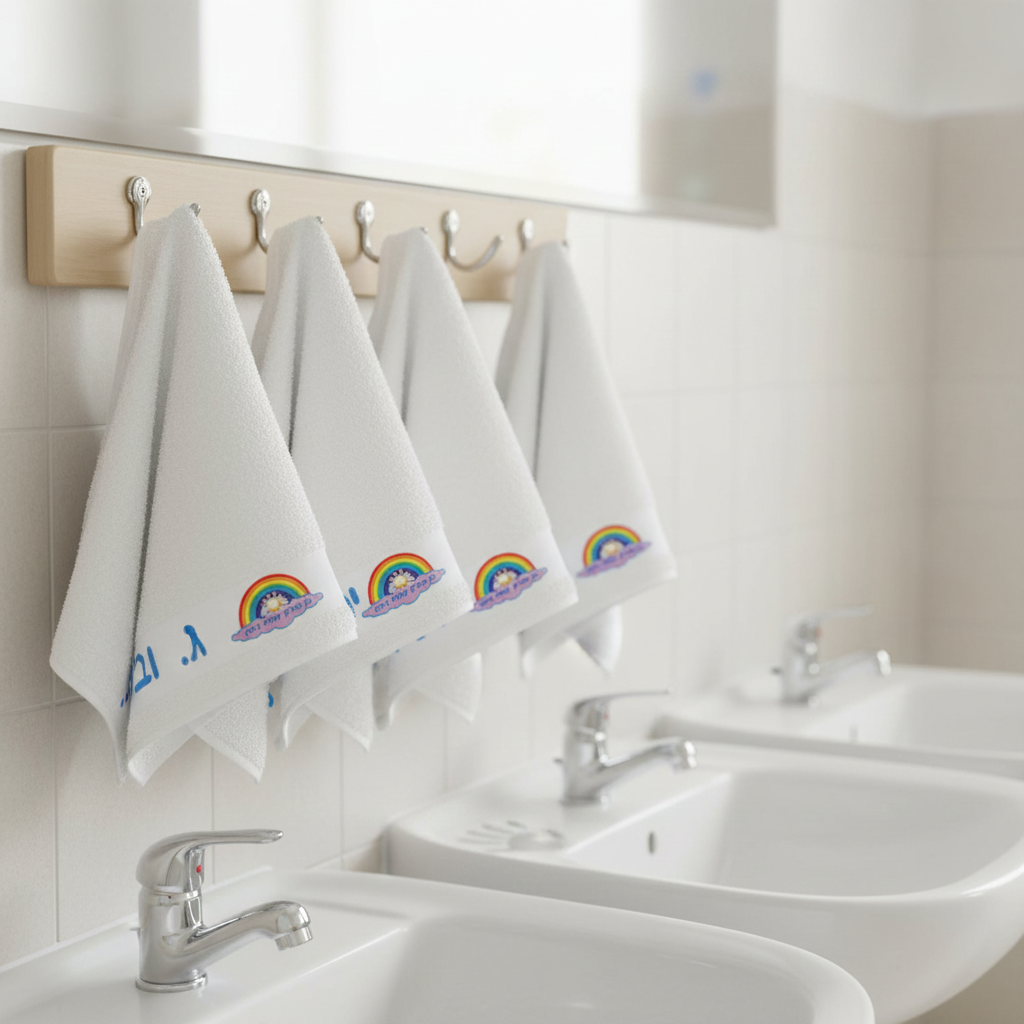 מגבות ידיים קטנה מכותנה עם שם לגני ילדים