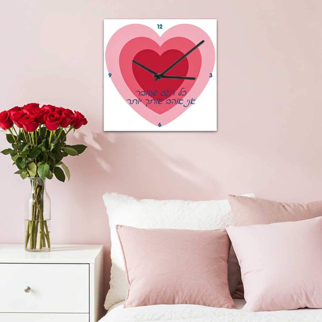 שעון קרמיקה - שעון מקרמיקה לתלייה על הקיר או להצבה על שולחן/מדף עם הדפסה לפי בחירה או לפי הזמנה, כי אין מתנה יותר אהובה ממתנה עם כיתוב אישי לאוהבים
