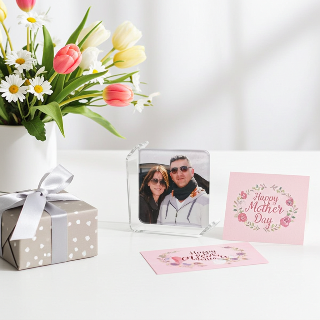 תמונה על זכוכית במעמד - תמונה מרובעת מזכוכית במעמד אקרילי