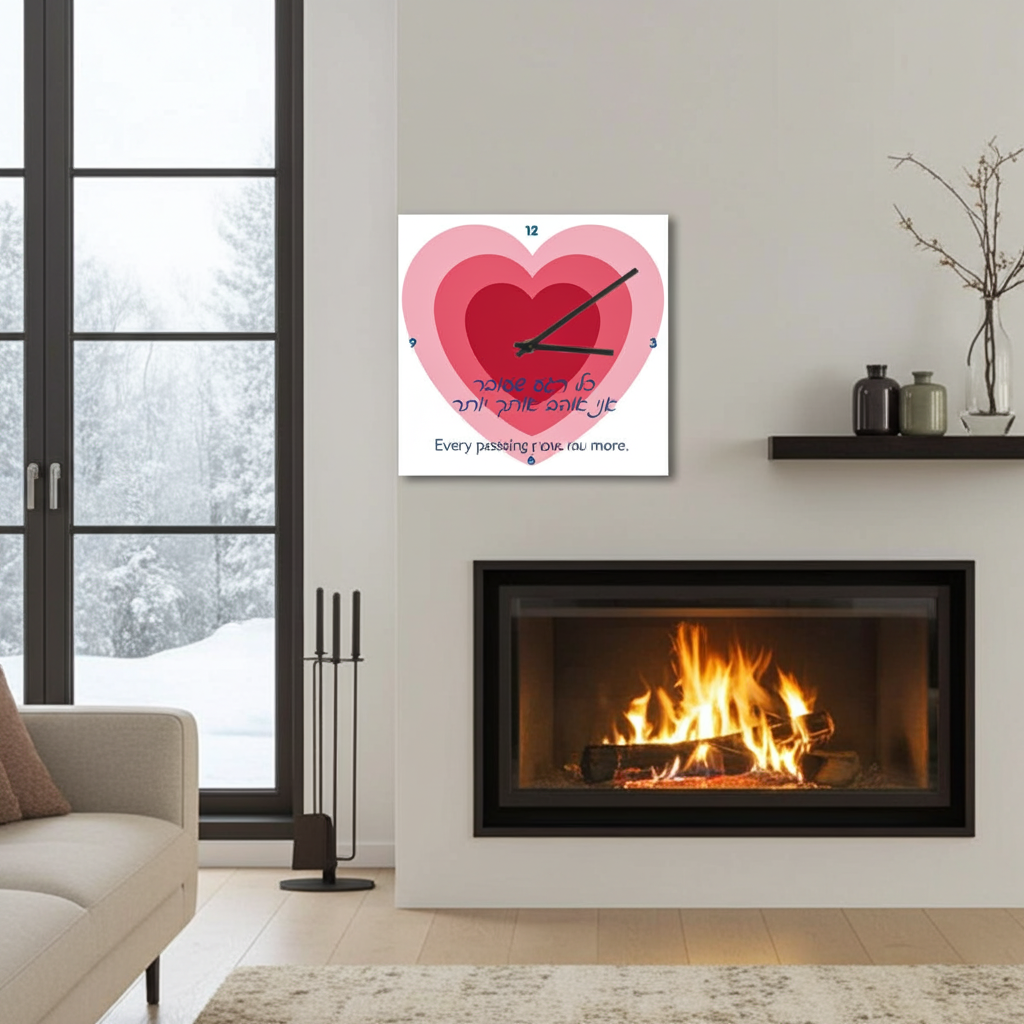 שעון זכוכית - שעון קיר מזכוכית מחוסמת עם הדפסה צבעונית לפי בחירה או לפי הזמנה. דגם מעטפה