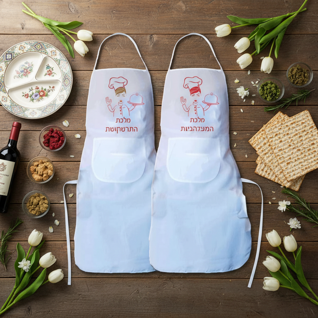 סינר לפסח עם הדפסה אישית - דגם מלכת המופלטה / מלכת הקניידלך